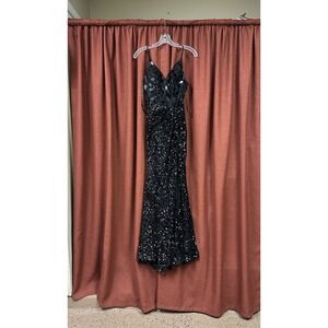 Mirror Beaded Short Sequin Black Dress by Amelia Couture Size 0